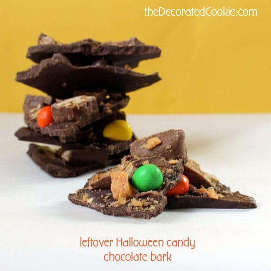 leftover Halloween candy chocolate bark make a new dessert