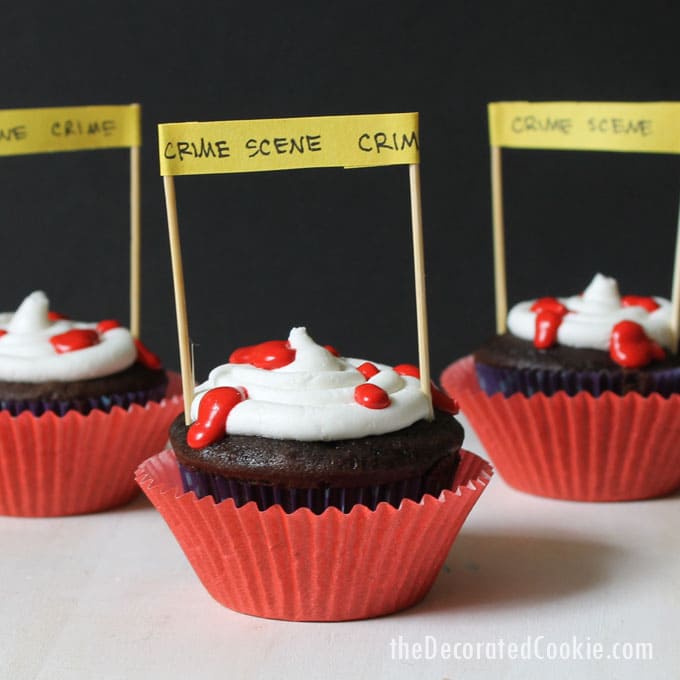crime scene cupcakes for Halloween 