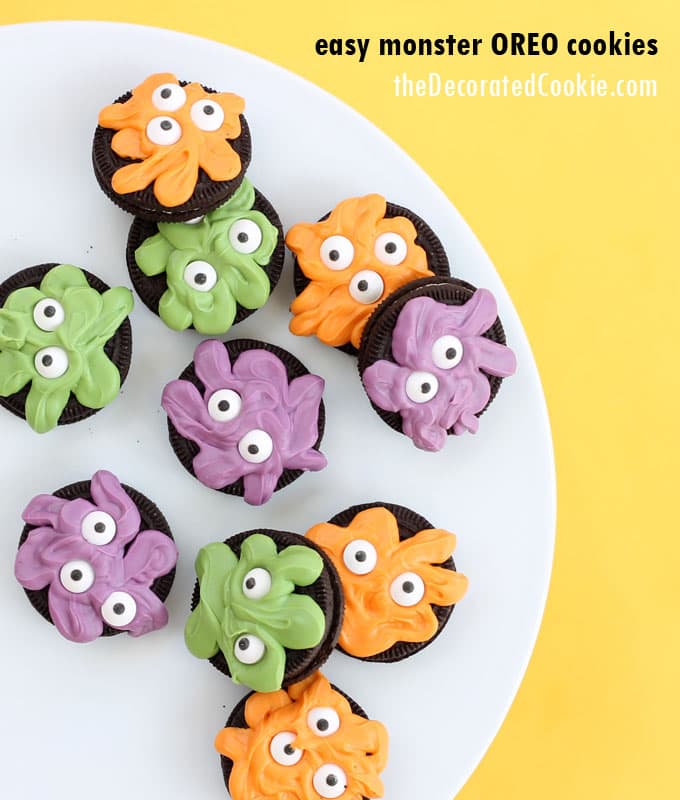 monster Oreo cookies for Halloween by theDecoratedCookie.com 