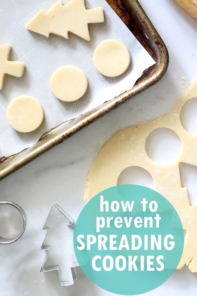 How do you prevent cut-out sugar cookies spreading? Here are some tips to help stop cookies from spreading and to help keep their shape when baking.  #CookieDecorating #BakingTips 