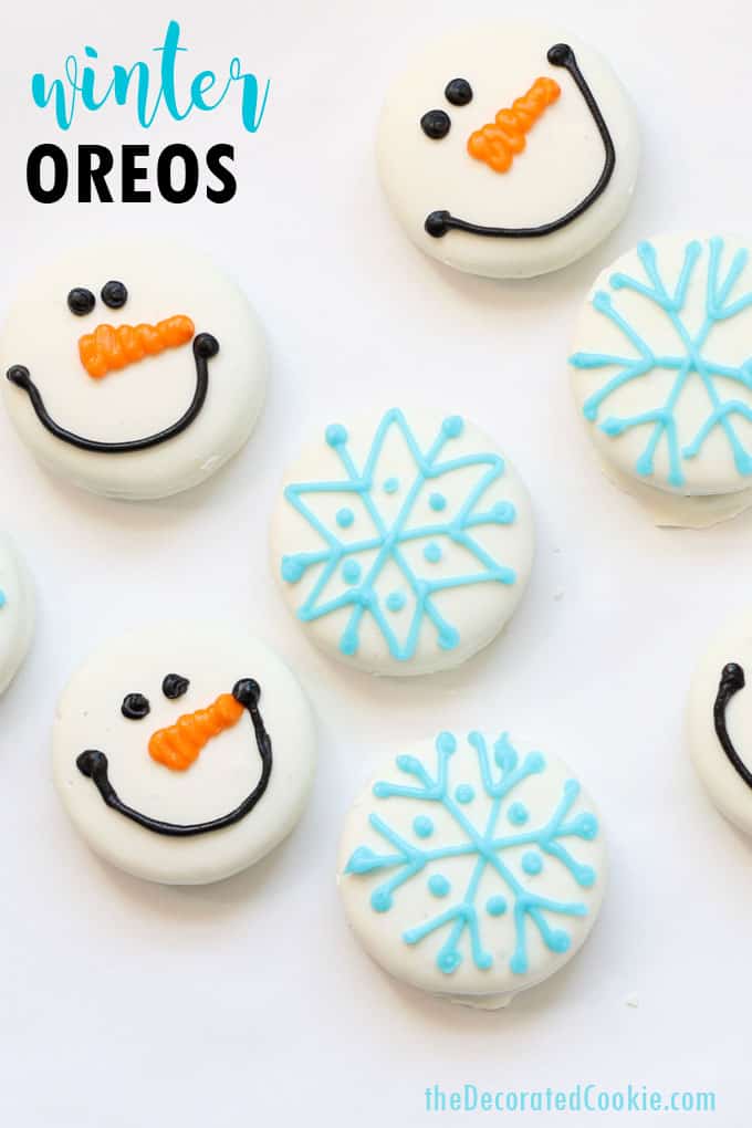 SNOWMAN AND SNOWFLAKE OREOS 