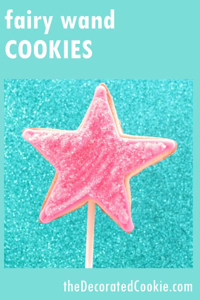 How to make sparkly fairy wand cookies, perfect party favors for a princess party #FairyWand #DecoratedCookies #PrincessParty 