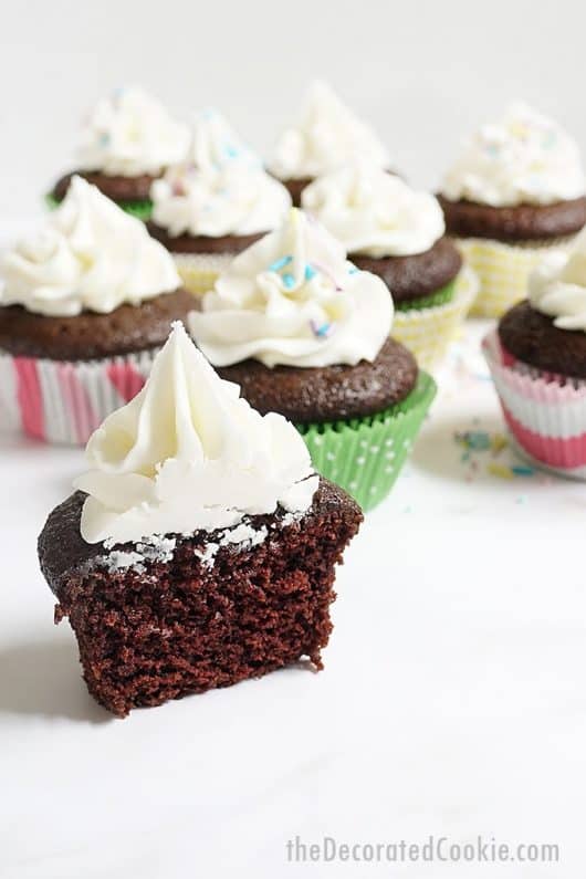 vegan chocolate cupcakes with vegan buttercream frosting
