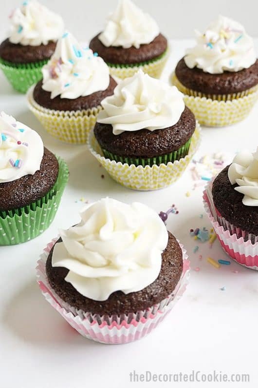 vegan chocolate cupcakes with vegan buttercream frosting