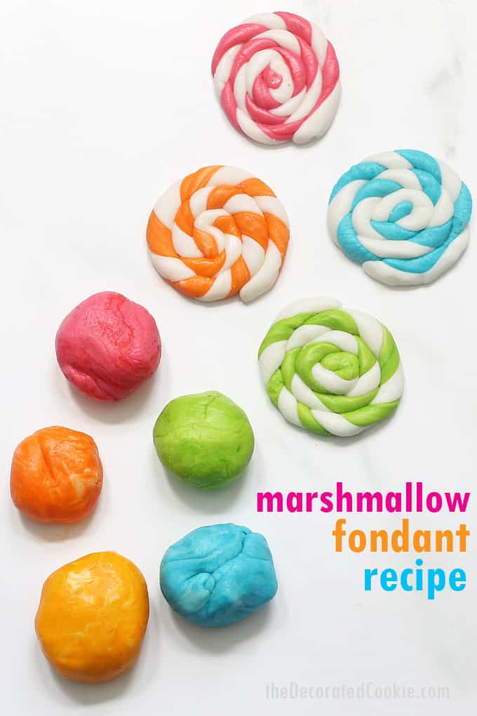 marshmallow fondant with different colors 