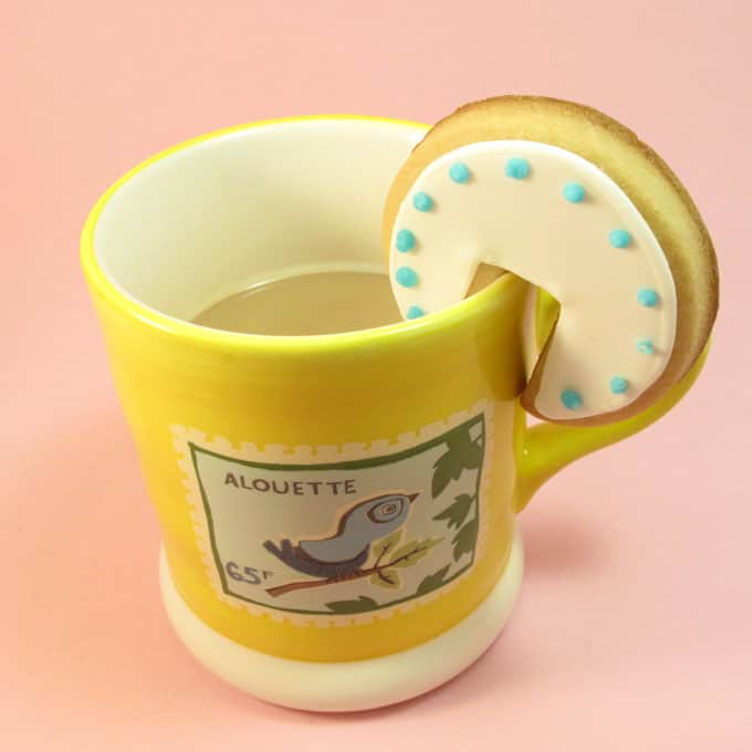 Tea cookies: Over-the-rim decorated cookies for a mug of tea. 