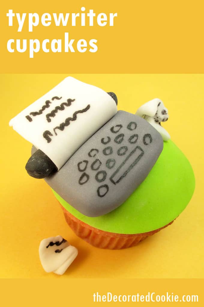 typewriter cupcake toppers: How to make a fondant typewriter