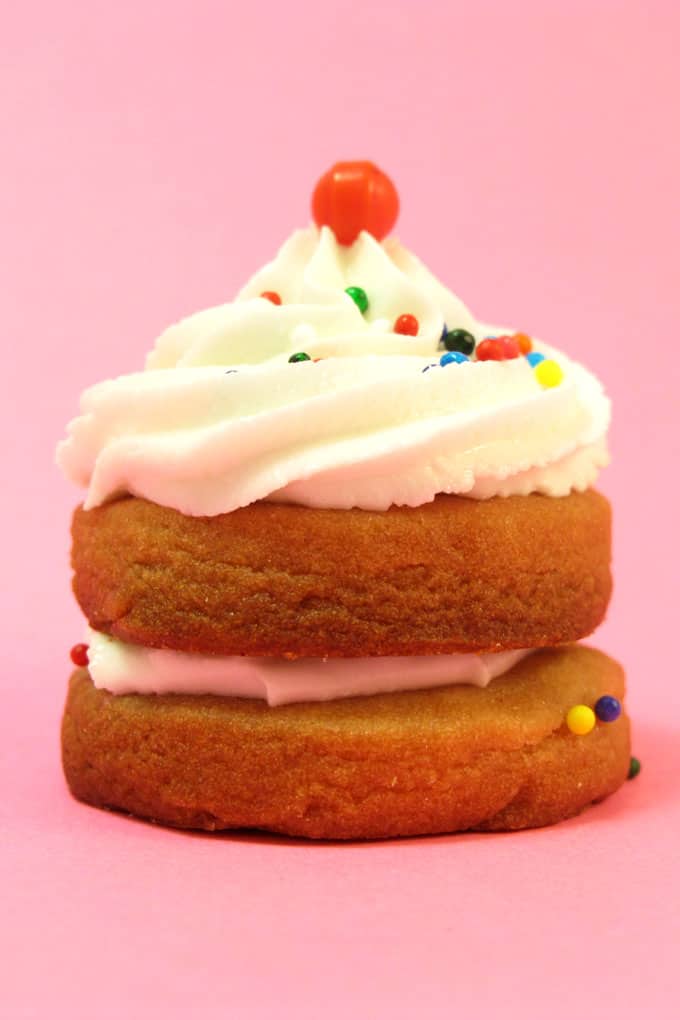 Cute little cookies decorated to look like cupcakes. #Cupcakes #Cookies #Birthday