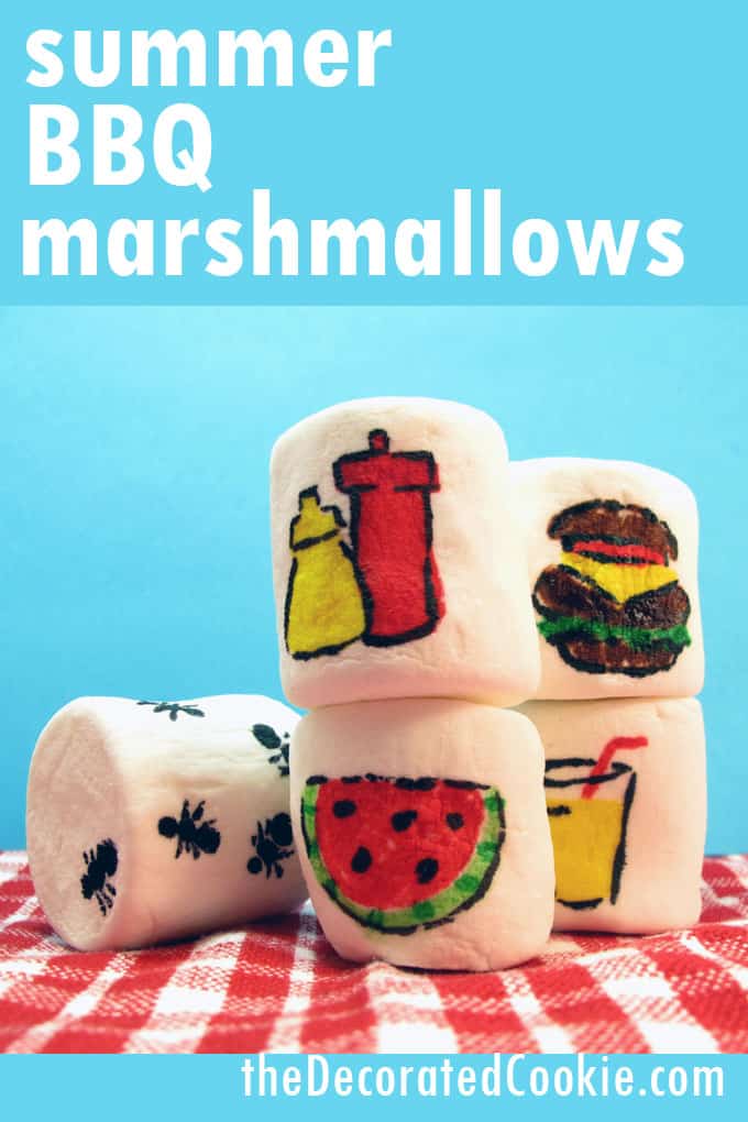 BBQ marshmallows, marshmallow art for a summer cook-out or BBQ. 