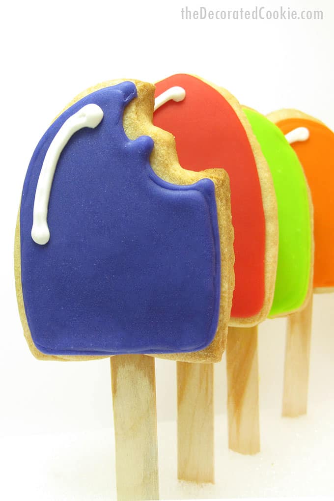 popsicle cookies inserted in styrofoam 