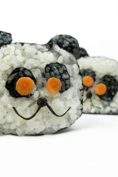 Panda sushi: How to make and roll vegetarian panda sushi. #pandabear #pandasushi #howtomakesushi #vegetarian #sushi