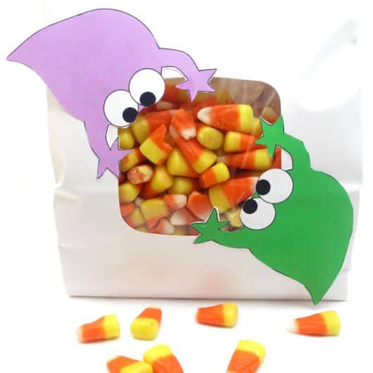 Monster party favor bags for Halloween with free printables