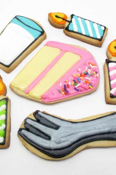 birthday cookies - how to decorate cake, milk, and candle cookies #cookiedecorating #birthdaycookies