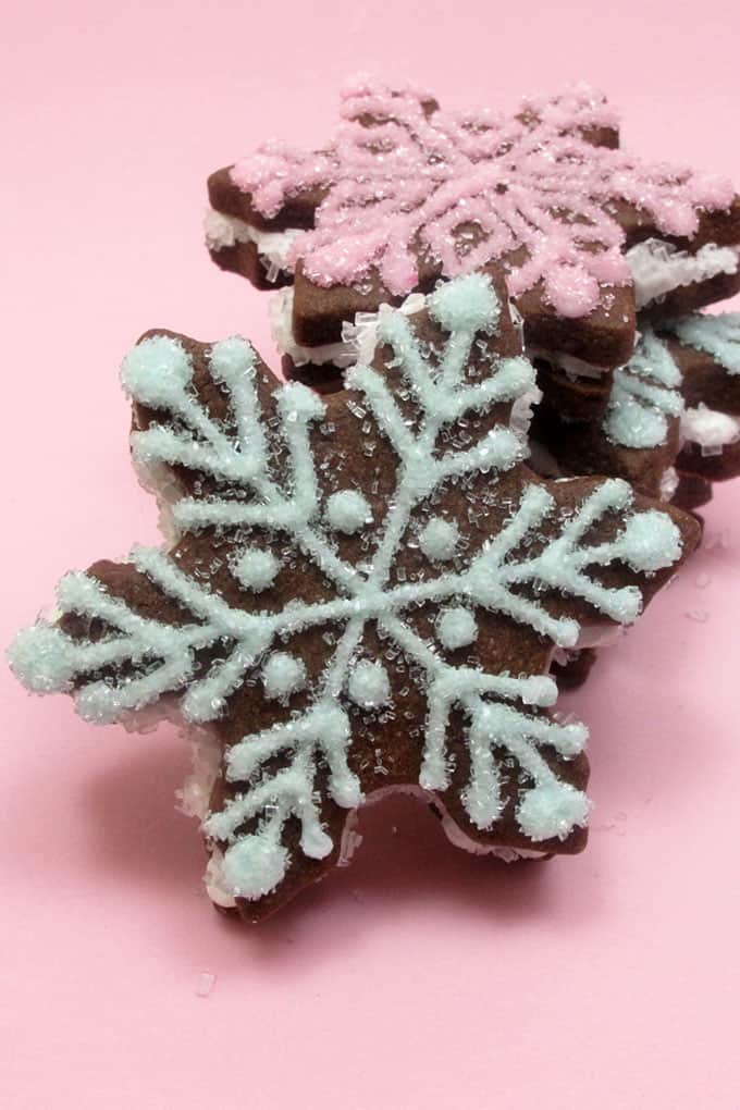 chocolate snowflake sandwich cookies 