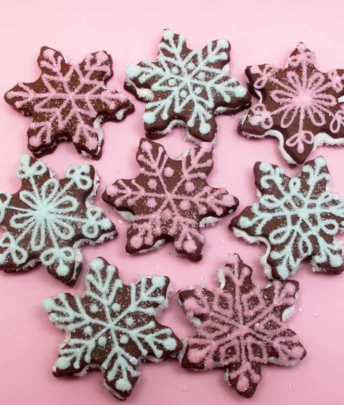 Chocolate snowflake sandwich cookies 