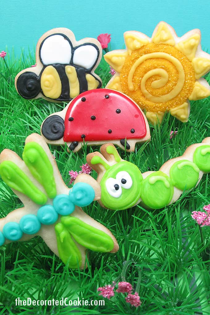 sun and bugs decorated cookies