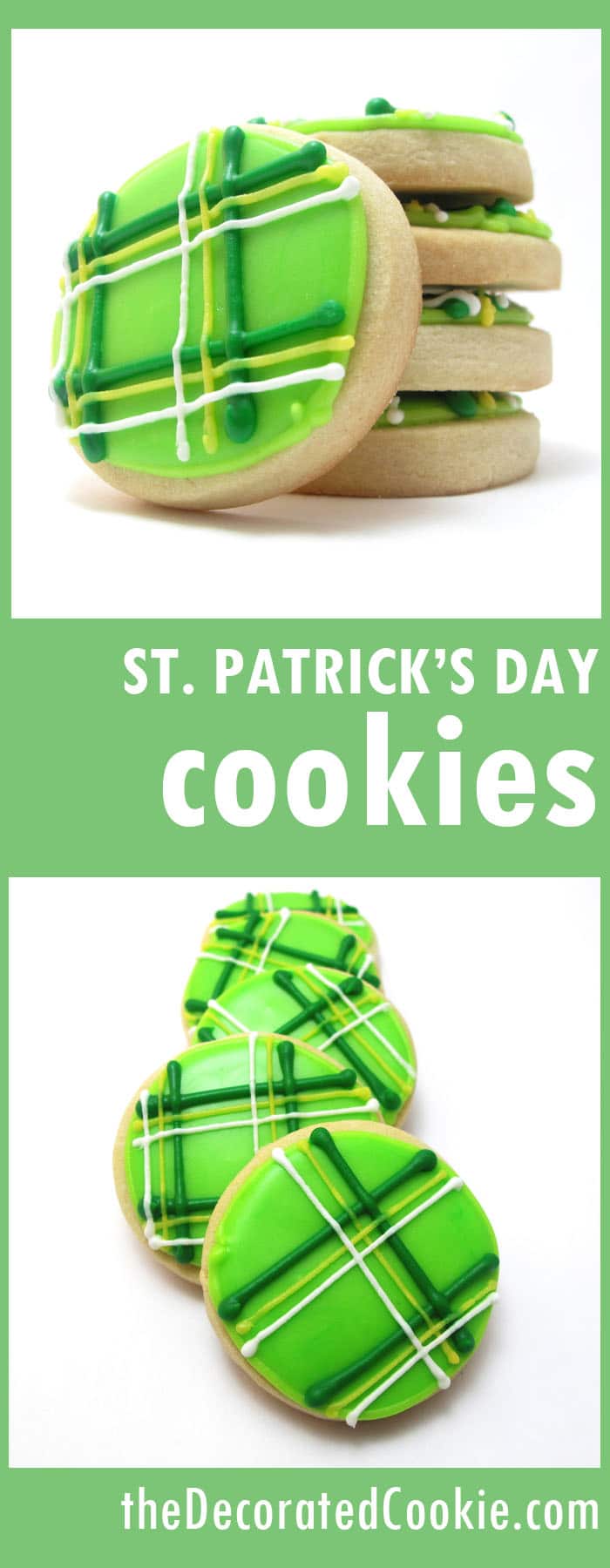 green plaid COOKIES for St. Patrick's Day 