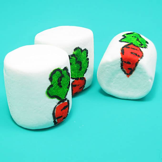 How to use food writers to make Easter marshmallow art. Great Easter activity for kids.