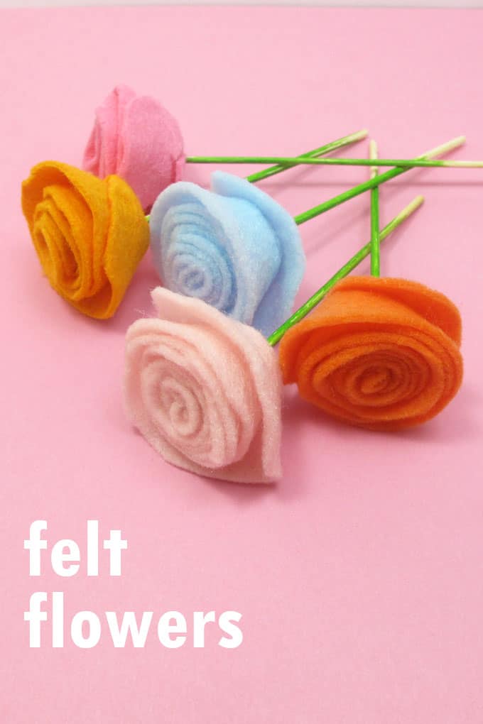 How to make simple felt flower cupcake toppers for spring. Use the felt flowers for crafts, too.