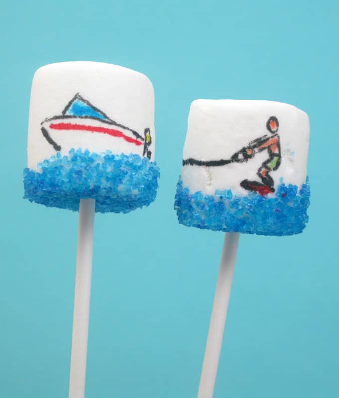 Summer marshmallows! Marshmallow art with food pens and sprinkles. Also, how to dye your own sprinkles with food coloring. 