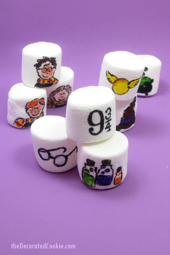 Harry Potter marshmallows -- Easy food art with food coloring pens 