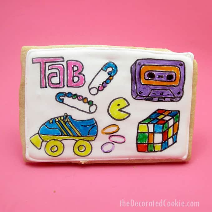 '80s cookies: How to decorate 1980s cookies with food coloring pens and royal icing, a fun food idea for an '80s party.