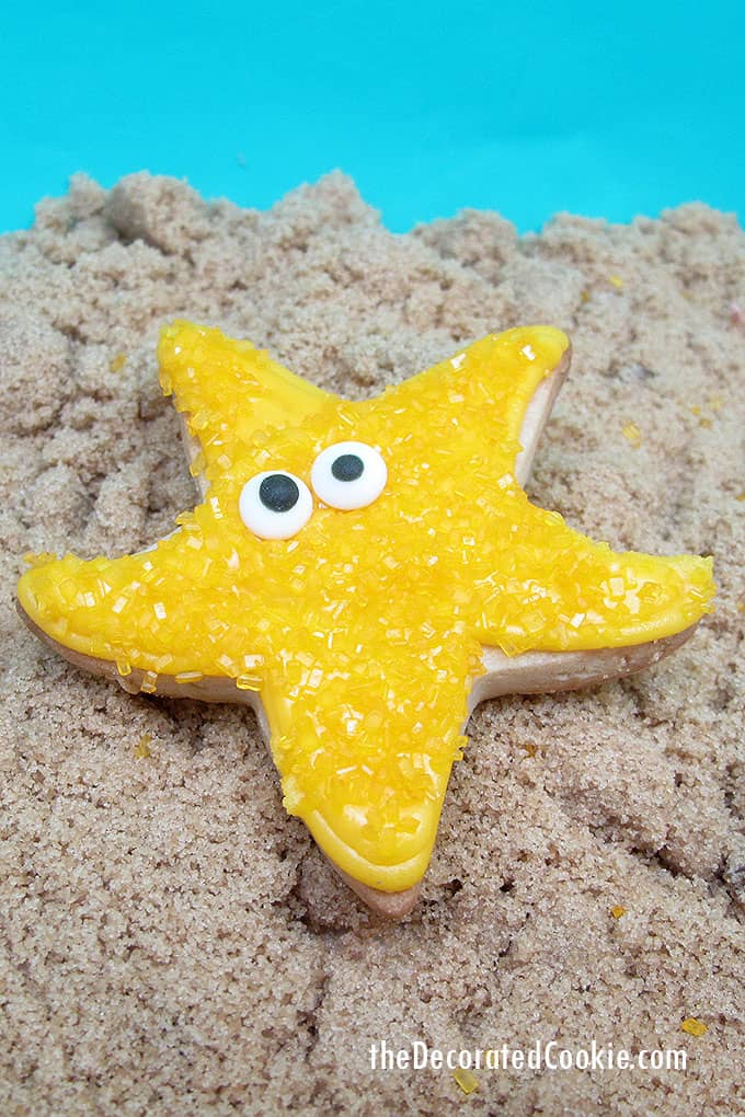 starfish cookies on brown sugar "sand"