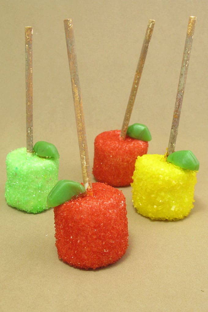 marshmallows with sprinkles to look like apples 