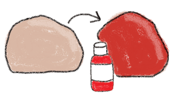 drawing of red cookie dough 