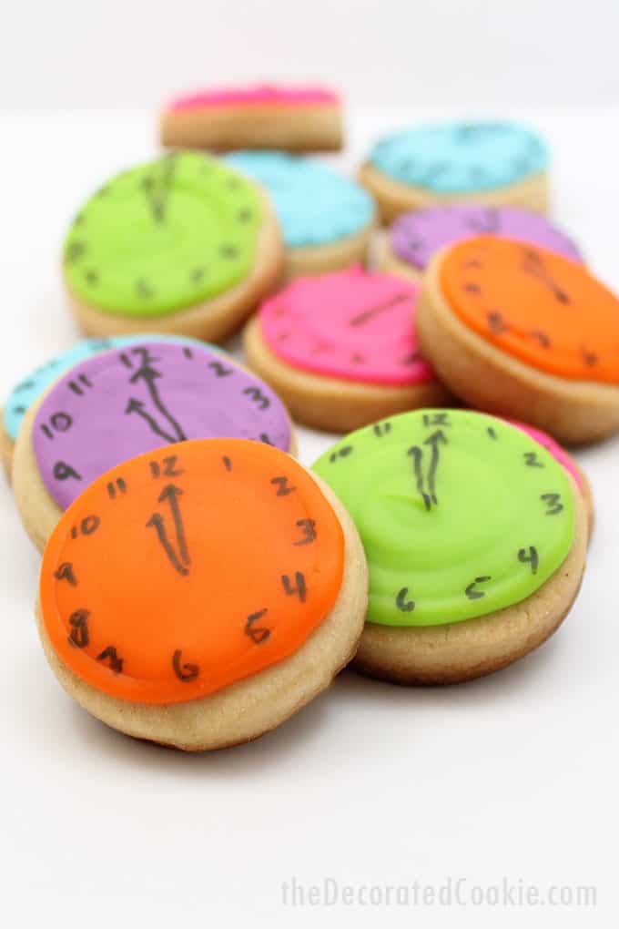 stacked New Year's Eve almost midnight clock cookies