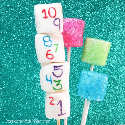 sparkly marshmallow pops for New year's eve