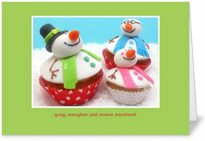 snowman cupcake Christmas card