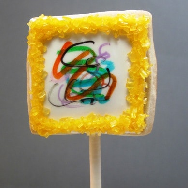 art gallery cookies - art cookies on a stick