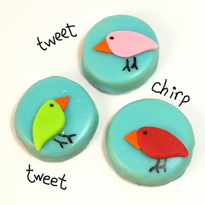 bird cookies with poured sugar icing