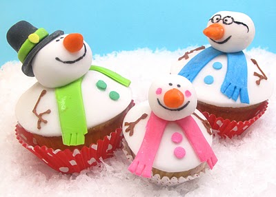 snowman cupcake Christmas card