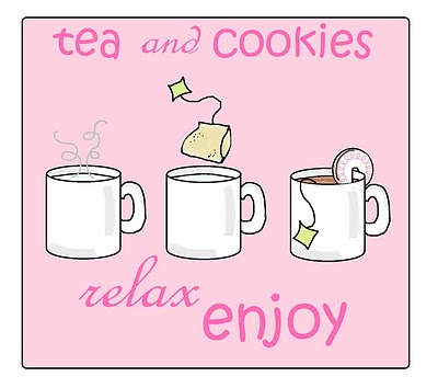 tea and cookies for Mother's Day, over-the-rim cookies 