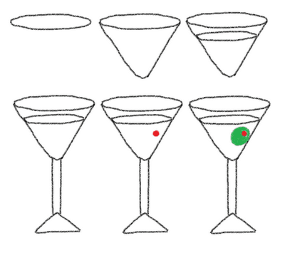 dinner cookies on a stick - how to draw a martini