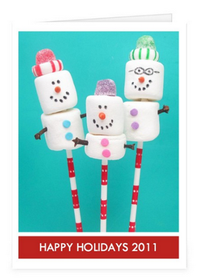 snowman marshmallow family Christmas cards