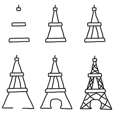 Bastille Day cookies - how to draw the Eiffel Tower 