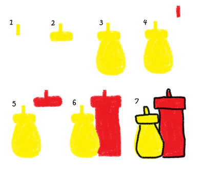 bbq marshmallows food art - the decorated cookie - how to draw ketchup and mustard 