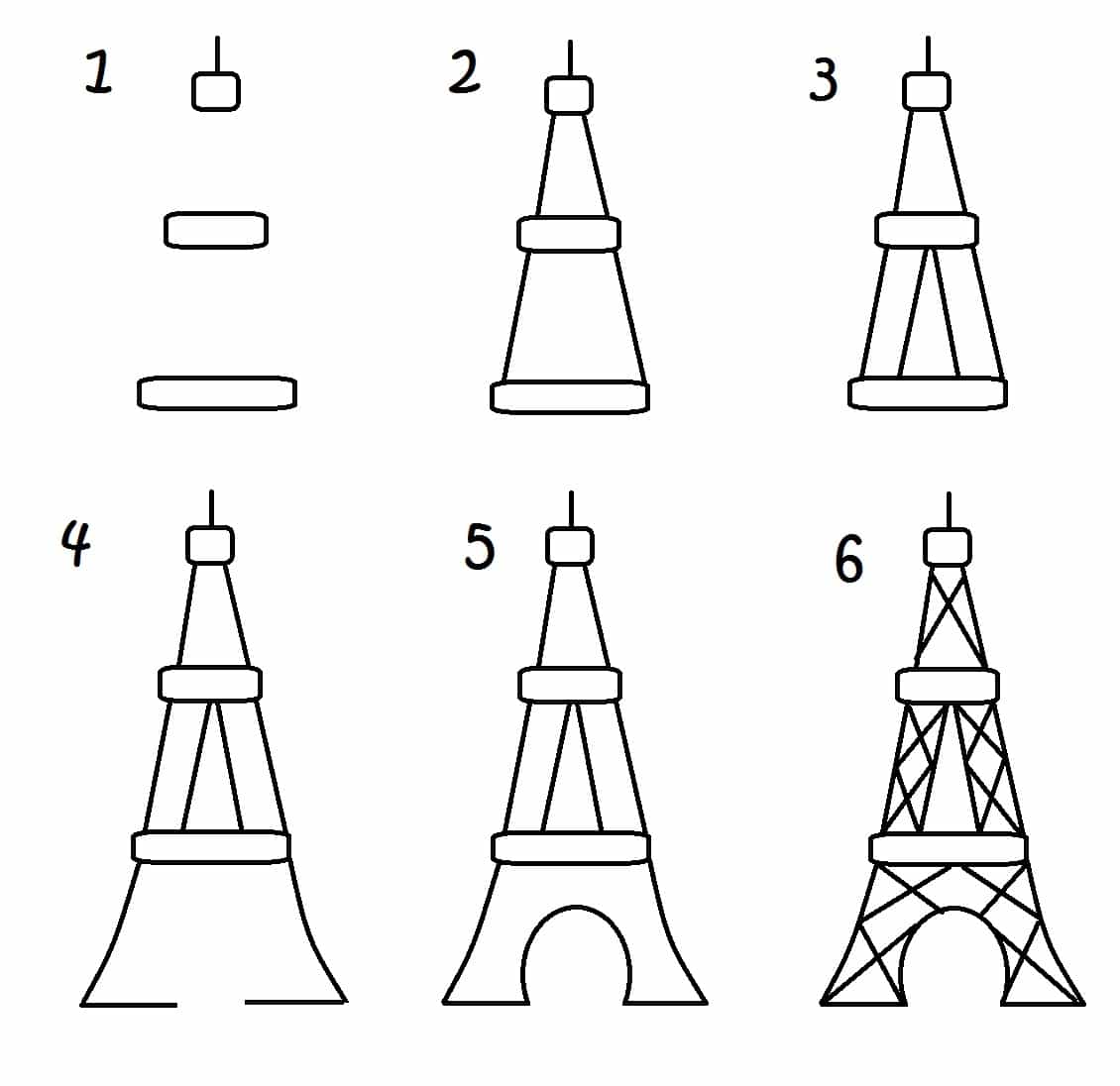 Apprendre à dessiner la Tour Eiffel en 3 étapes