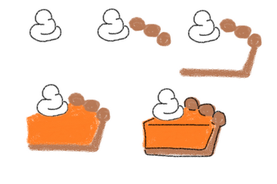 Thanksgiving marshmallows - how to draw pumpkin pie 