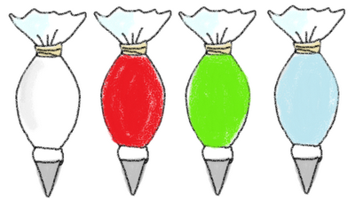 drawing of decorating bags with icing 