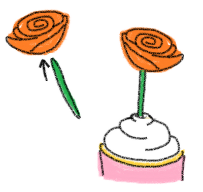 felt flower cupcake toppers