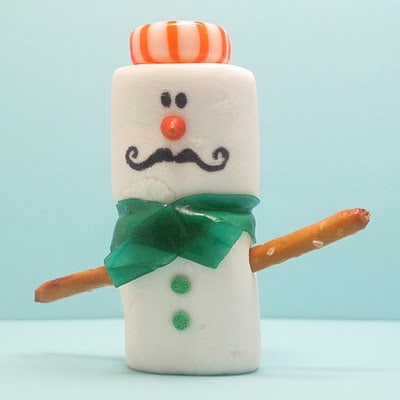 mustache marshmallow snowmen