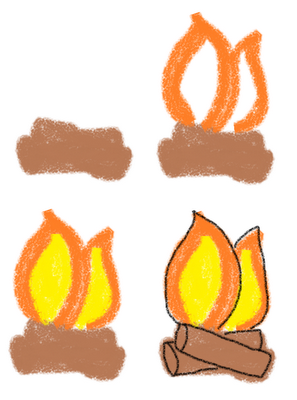 s'mores marshmallow art how to draw fire 