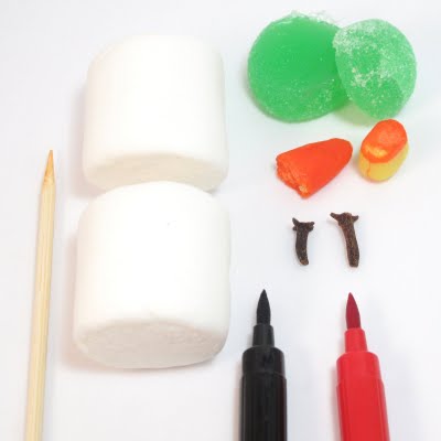 marshmallow snowmen parts