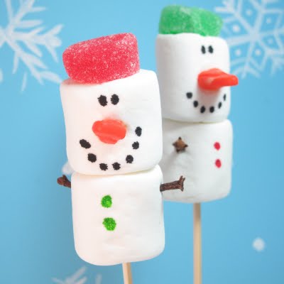 winter and christmas snowman marshmallows