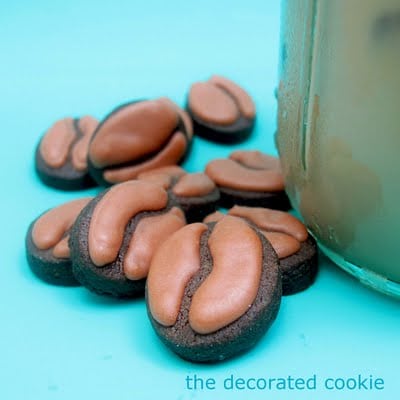 iced coffee and coffee bean cookies