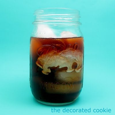 iced coffee and coffee bean cookies